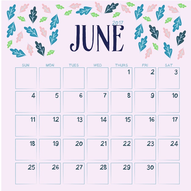 Free Vector Floral june calendar design