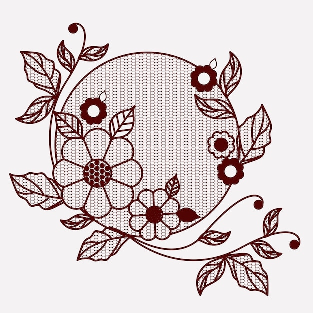 Download Floral lace ornament circular in monochrome silhouette ...