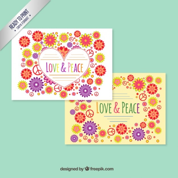 Floral love and peace card