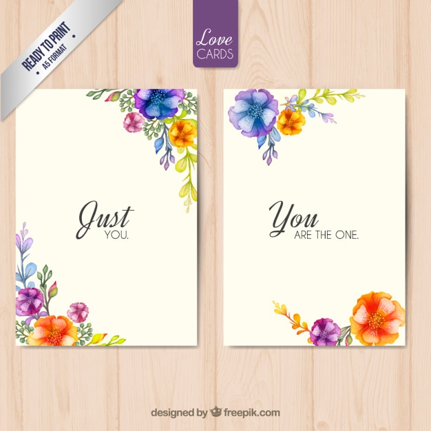 Download Free Vector | Floral love cards