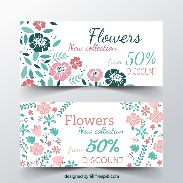 Floral loyalty card template with flat design | Free Vector