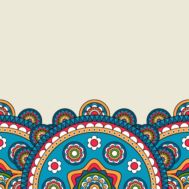 Download Floral mandala bright colored border | Premium Vector