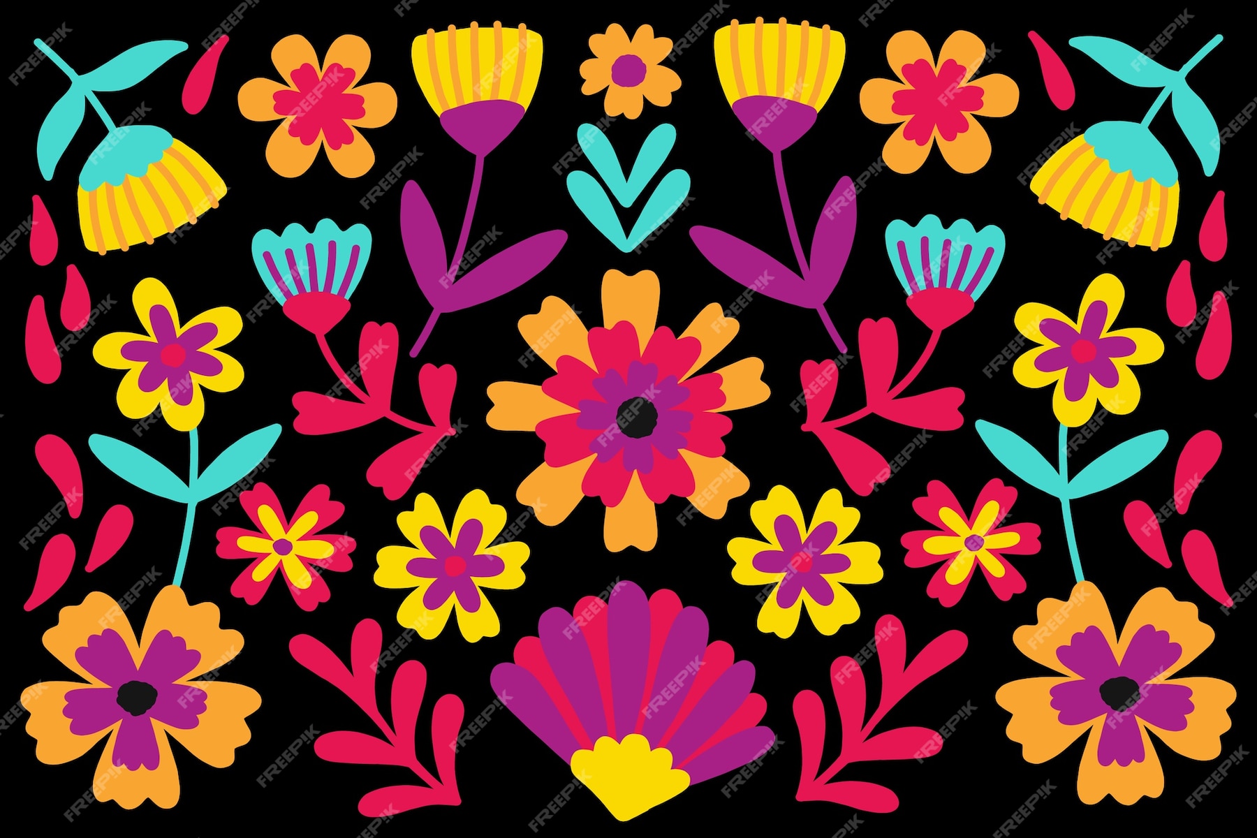 Free Vector | Floral mexican background