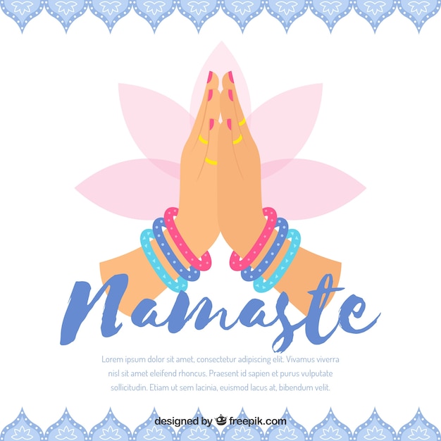 Floral Namaste Greeting Background Free Vector