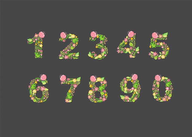 Download Floral numbers Vector | Premium Download