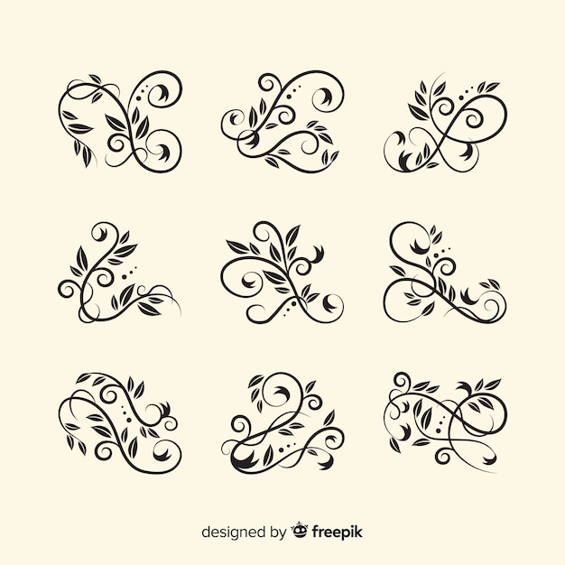 Download Free Vector | Floral ornament pack