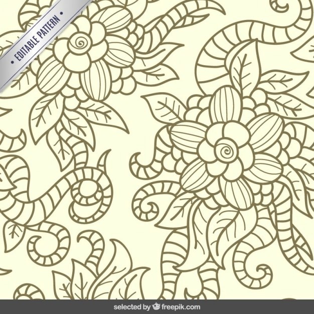 Download Floral outline pattern | Free Vector