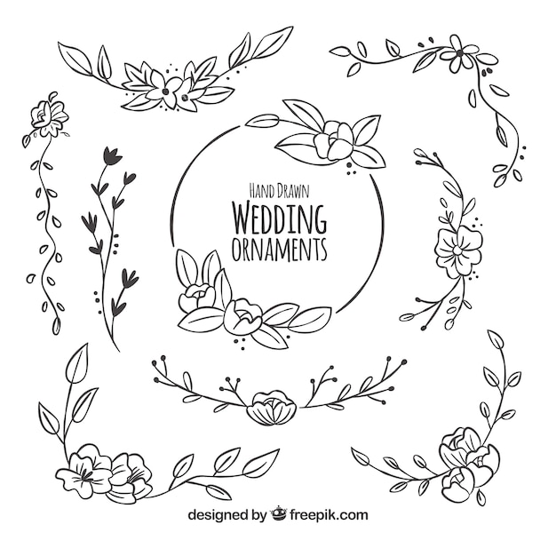 Download Floral pack of wedding decoration | Free Vector