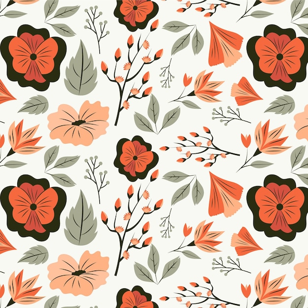Free Vector | Floral pattern design in peach tones