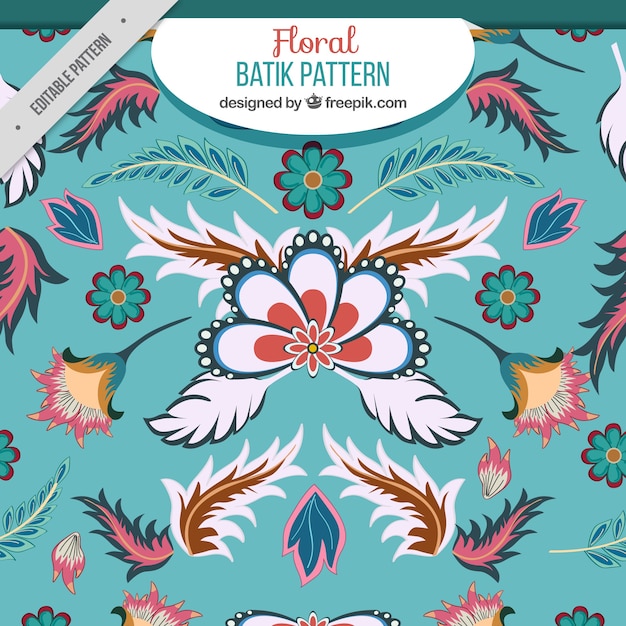  Floral  pattern  with leaves in batik  style Vector Free 