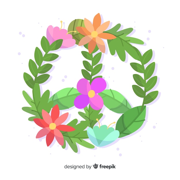 Floral peace sign background | Free Vector