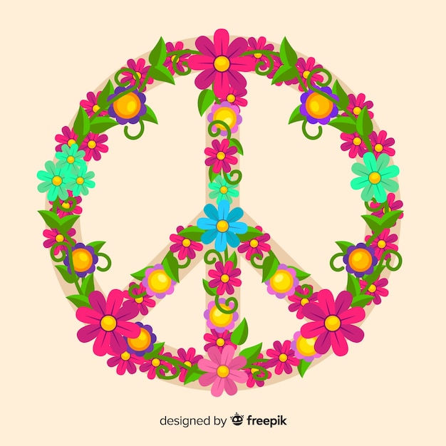 Floral peace sign Vector | Free Download
