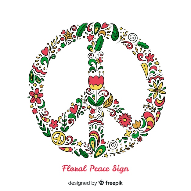Free Vector | Floral peace sign