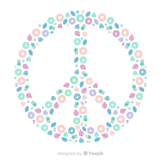 Free Vector | Floral peace sign