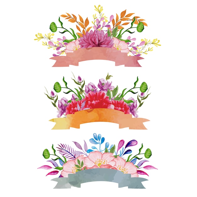 Download Floral ribbon collection | Free Vector