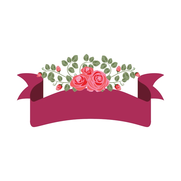 Premium Vector | Floral ribbons banner with beautiful flower decoration