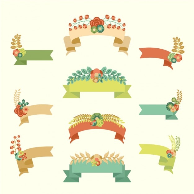 Download Floral ribbons collection Vector | Free Download