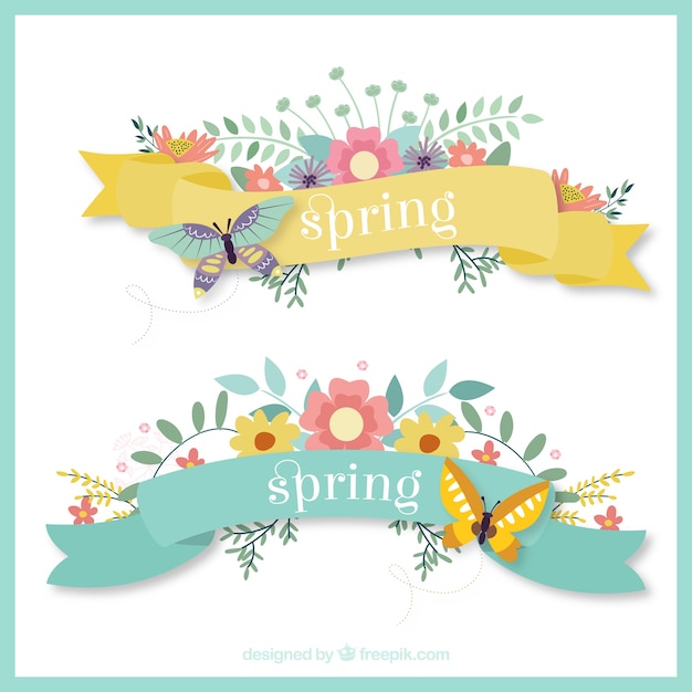 Download Floral ribbons designs Vector | Free Download