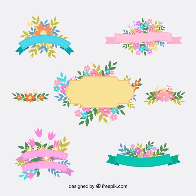 Download Floral ribbons | Free Vector