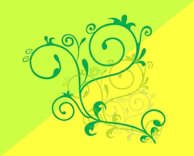 Floral scroll on yellow background