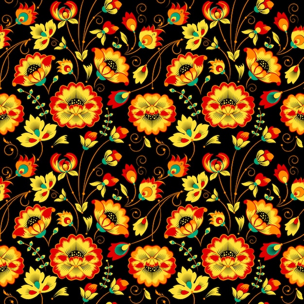 Floral seamless pattern in country style | Premium Vector