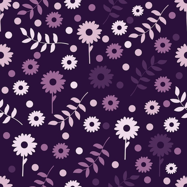 Premium Vector Floral Seamless Pattern In Purple Background