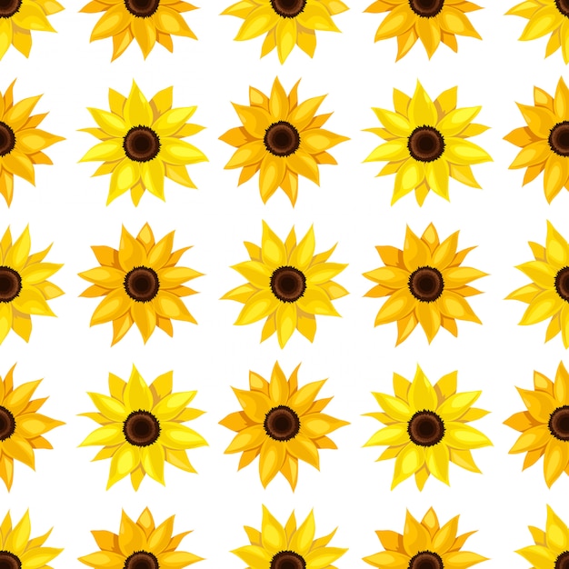 Download Floral seamless pattern of sunflowers. | Premium Vector
