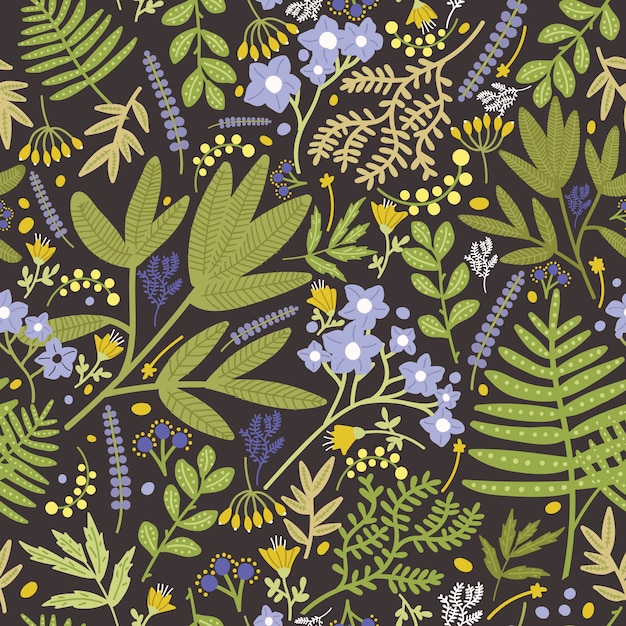 Premium Vector | Floral seamless pattern with beautiful blue and yellow ...