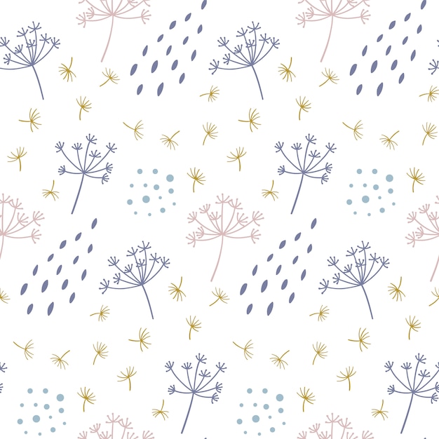 Premium Vector | Floral seamless pattern with dots and shapes.