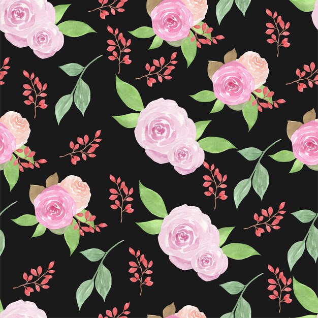 Download Floral seamless pattern with roses | Premium Vector