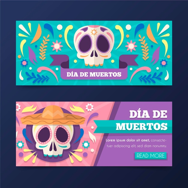 free-vector-floral-skull-day-of-the-dead-banner-template