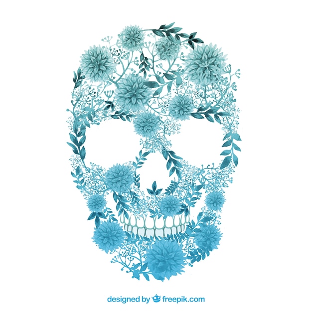 Download Free Vector | Floral skull in watercolor style