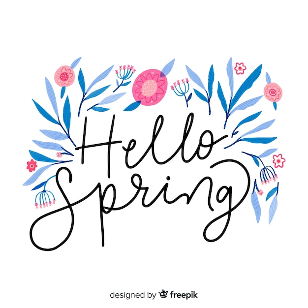 Free Vector | Floral spring lettering background