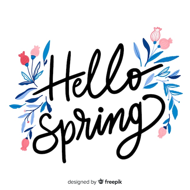 Free Vector | Floral spring lettering background