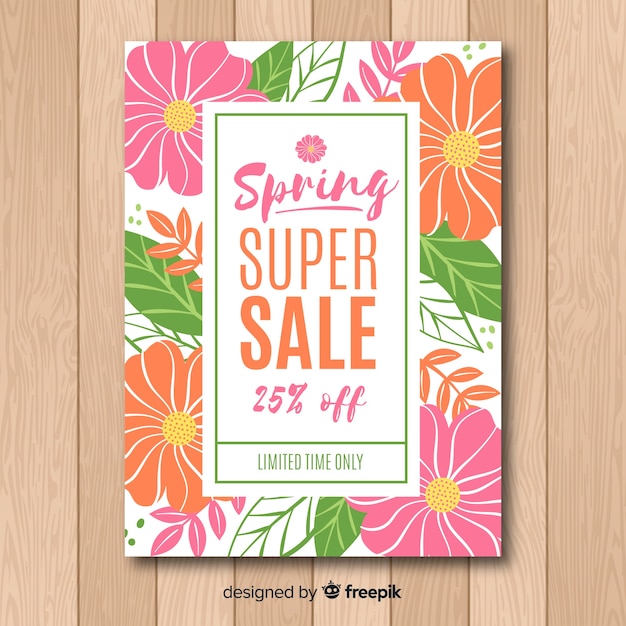 Floral spring sale poster | Free Vector