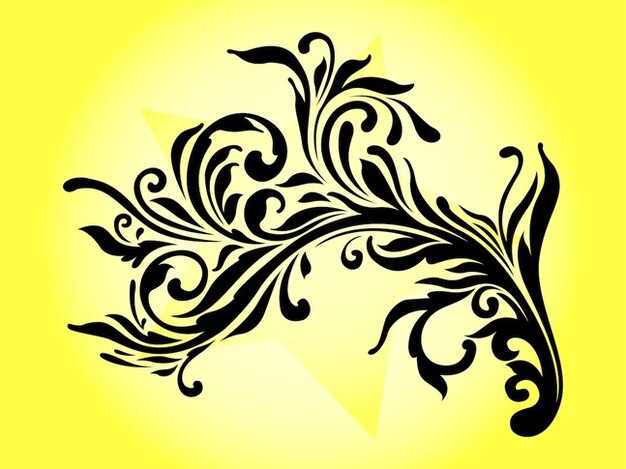 Floral swirls on yellow background