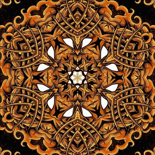 ヴィンテージの曼荼羅の要素を持つ花の質感 壁紙 パターンの塗りつぶし Webページの背景 表面のテクスチャに使用できます イスラム アラビア インド オスマン帝国のモチーフ プレミアムベクター