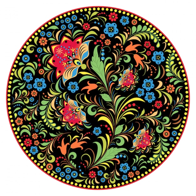 Premium Vector Floral traditional russian pattern