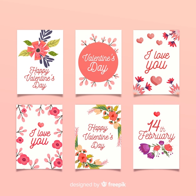 Free Vector | Floral valentine cards