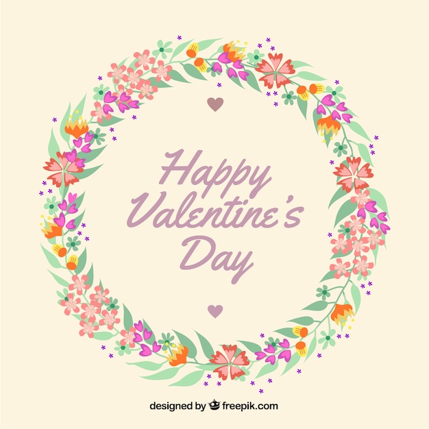 Floral valentine\'s day card template