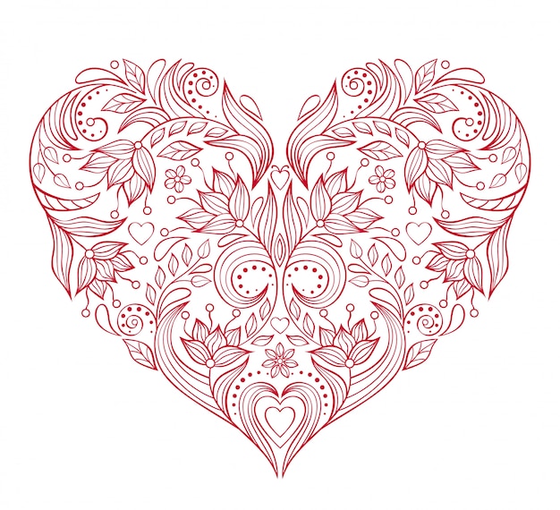 Download Floral valentines heart Vector | Premium Download