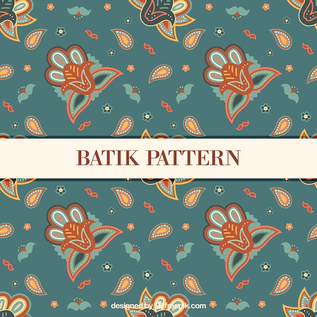 Free Vector Floral  vintage pattern in batik  style 