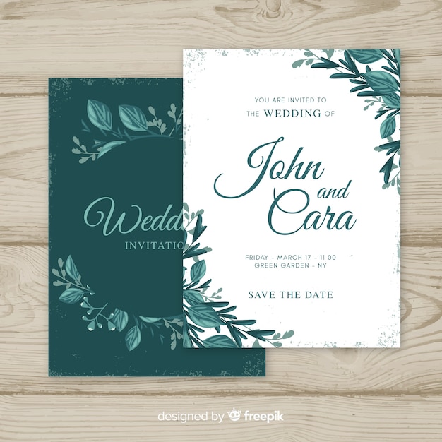 Download Free Vector | Floral vintage wedding invitation template