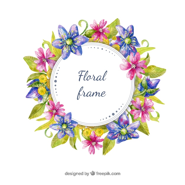 Floral watercolor frame design