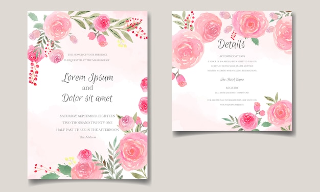 Premium Vector | Floral watercolor wedding invitation card