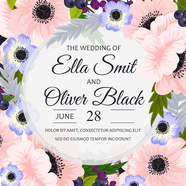 Premium Vector | Floral wedding card background