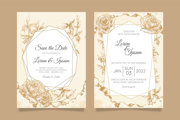 Premium Vector | Floral wedding invitation cards template with ...