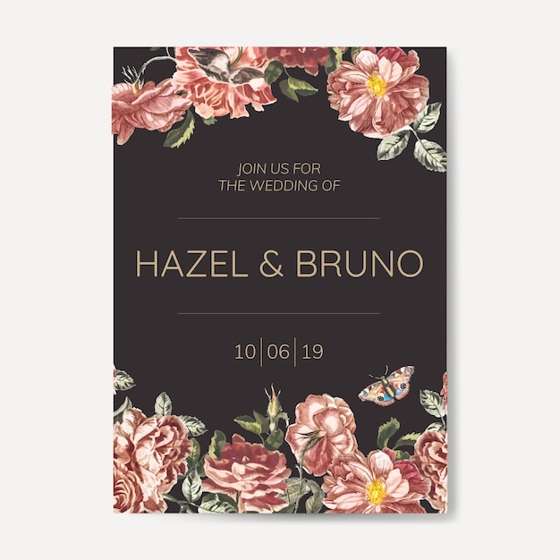 Download Floral wedding invitation mockup vector Vector | Free Download