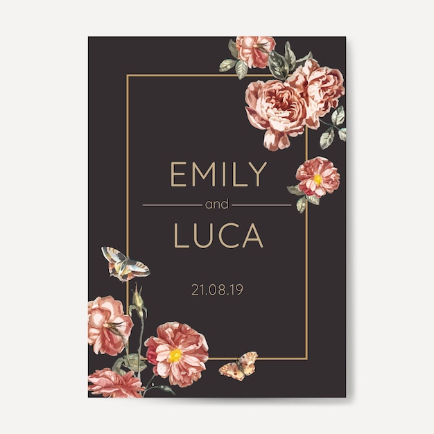 Download Floral wedding invitation mockup Vector | Free Download