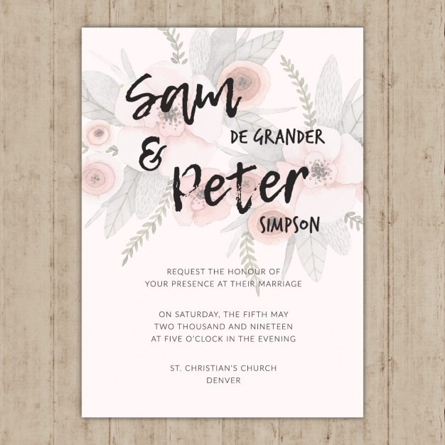 Download Floral wedding invitation template Vector | Free Download